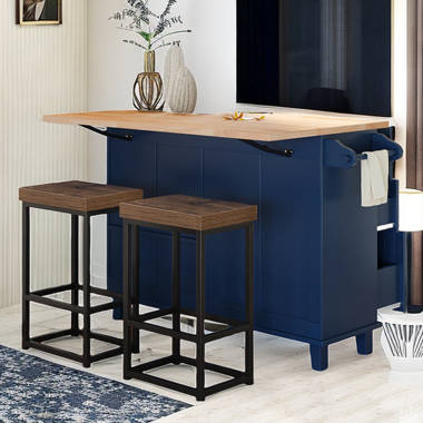 Kitchen island with online stool storage